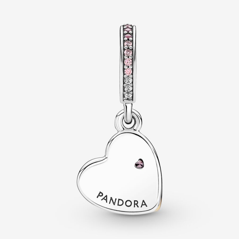 Two-tone Pandora Entwined Infinite Hearts Double Dangle Charms | HCENDX-370