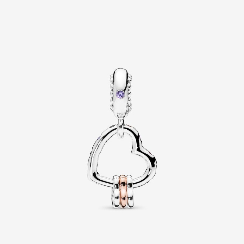 Two-tone Pandora Full of Hearts Dangle Charms | VOMQTR-237