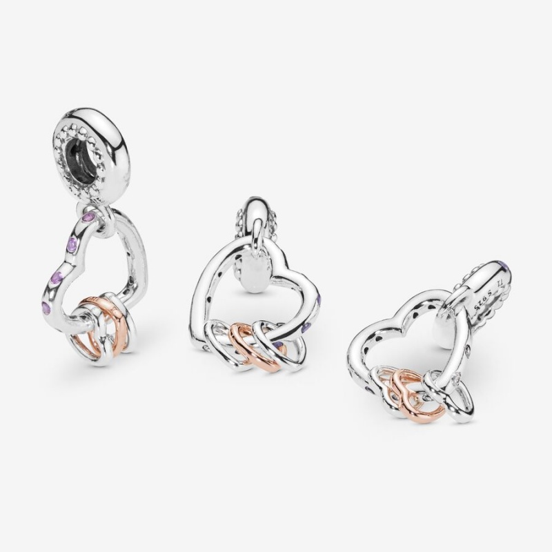 Two-tone Pandora Full of Hearts Dangle Charms | VOMQTR-237