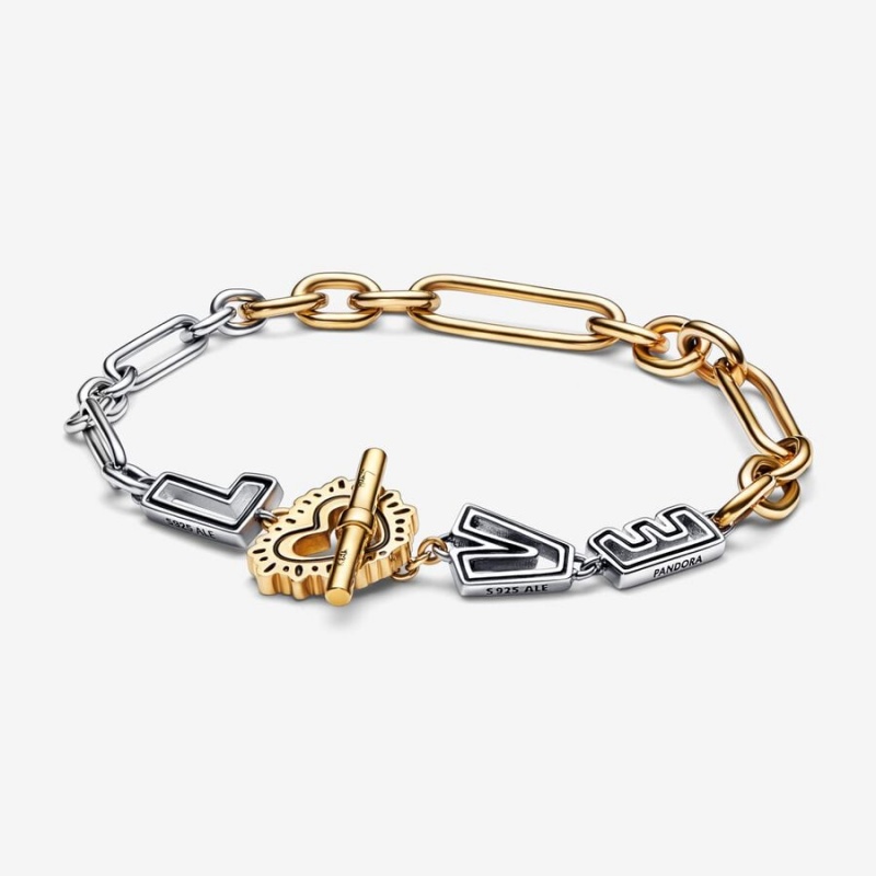 Two-tone Pandora Keith Haring x Love Links Link Bracelets | XWQCBV-078