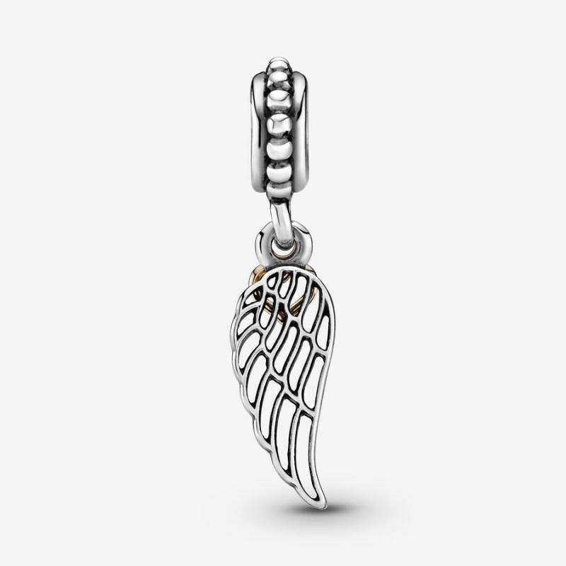 Two-tone Pandora Love & Guidance Angel Wing Dangle Charms | LUQHJD-190