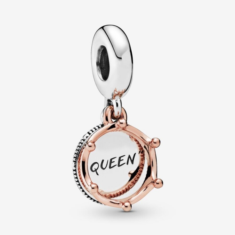 Two-tone Pandora Queen & Regal Crown Dangle Charms | YHBNLI-390