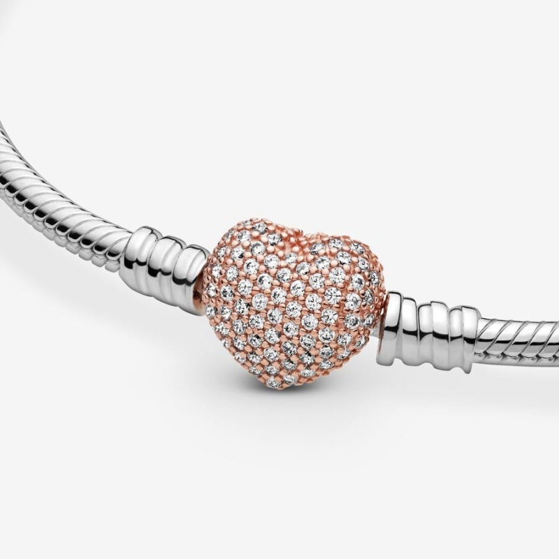 Two-tone Pandora with Pave Clasp Chain Bracelets | XZTJFW-391