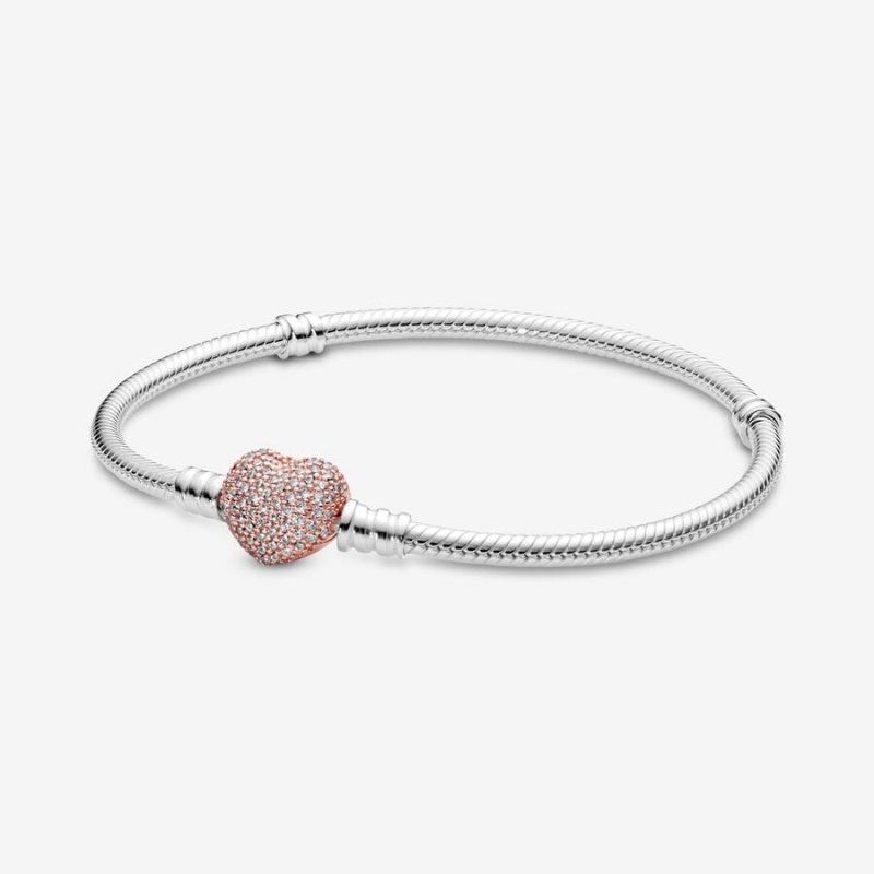 Two-tone Pandora with Pave Clasp Chain Bracelets | XZTJFW-391