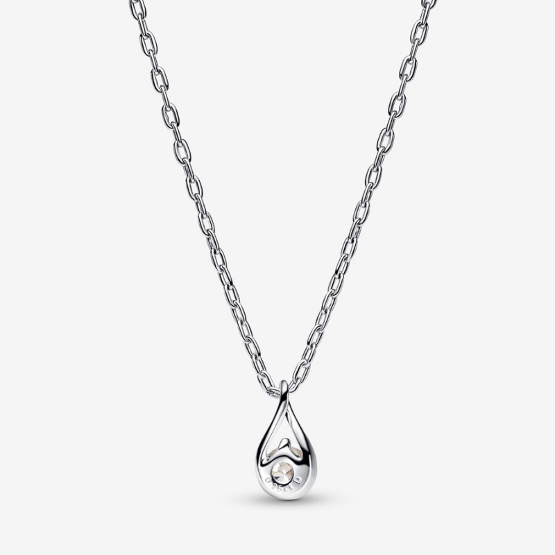 White gold Pandora Brilliance 0.25 ct tw Lab-Created Diamond Necklaces | AUTZJM-714