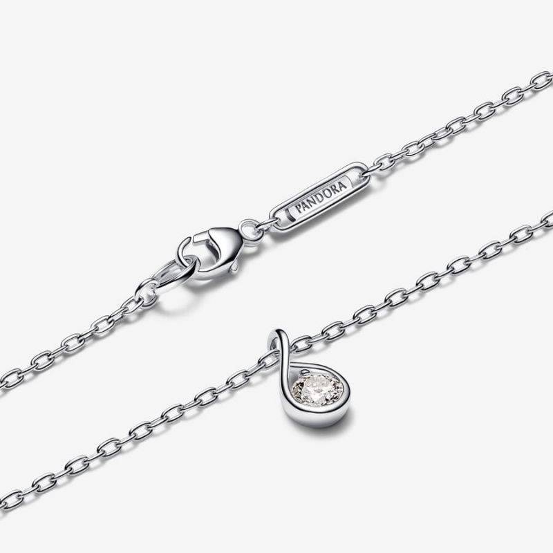 White gold Pandora Brilliance 0.25 ct tw Lab-Created Diamond Necklaces | AUTZJM-714