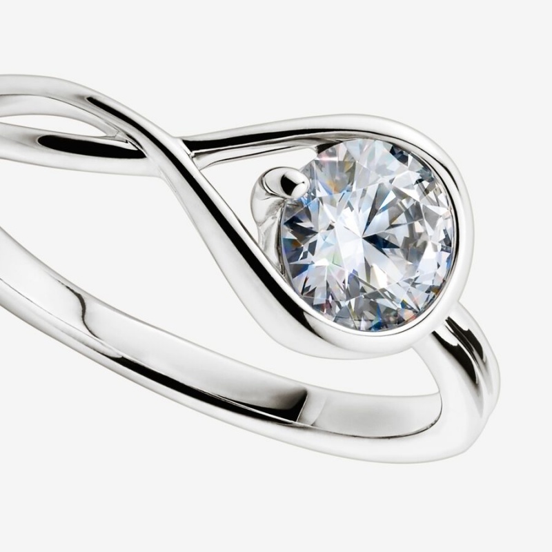 White gold Pandora Brilliance 0.75 ct tw Lab-Created Diamond Rings | KYNFVC-840